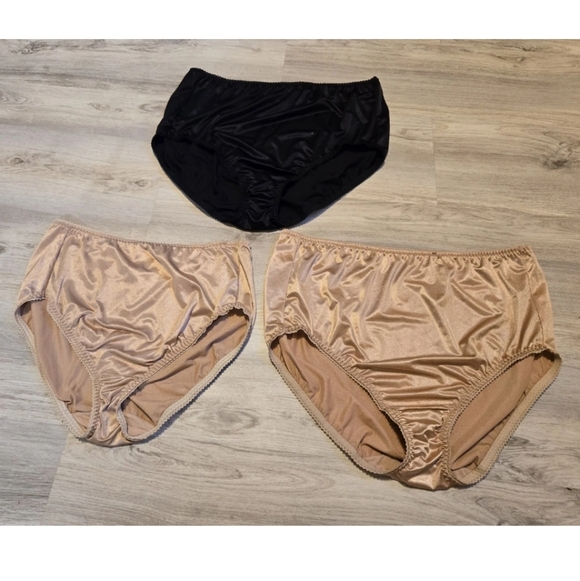 Lot of 3 Vintage Vanity Fair Satin Panty Sz 5XL, 3XL Beige, Black - Picture 1 of 8